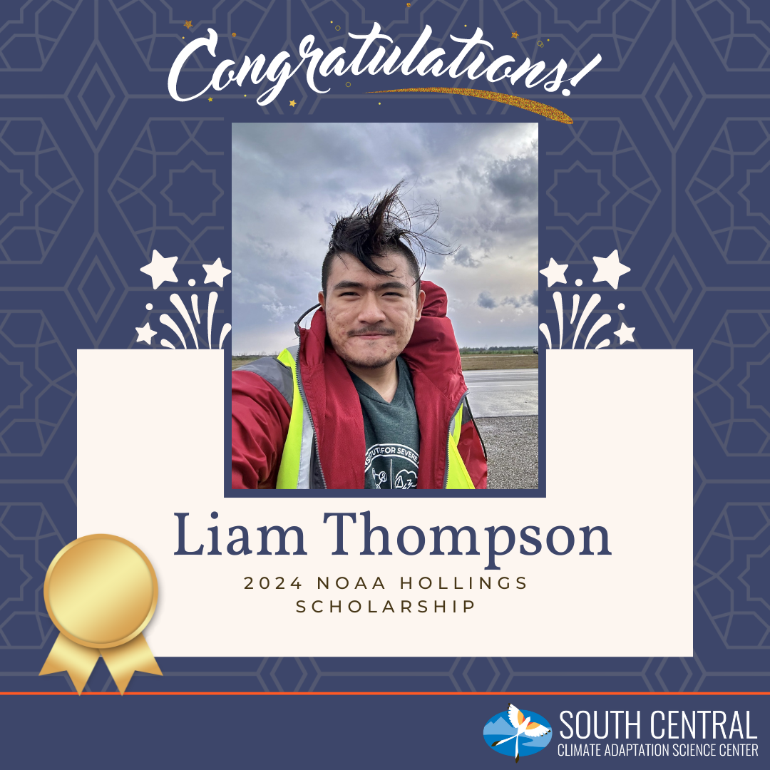 An image of Liam Thompson with wind-whipped hair and stormy skies in the background