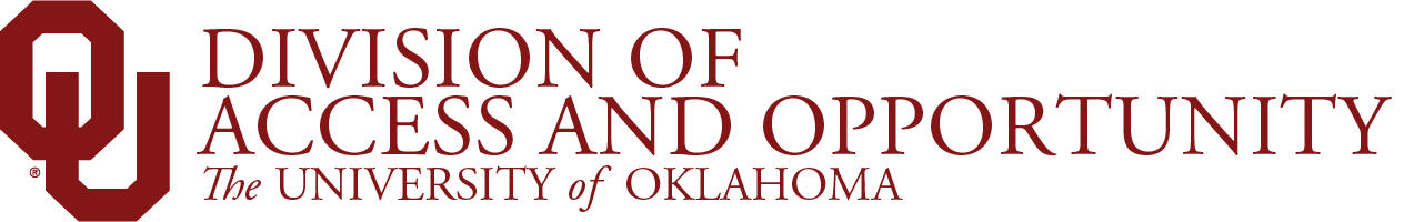 Interlocking OU, Division of Access and 机会, 俄克拉荷马大学 website wordmark.