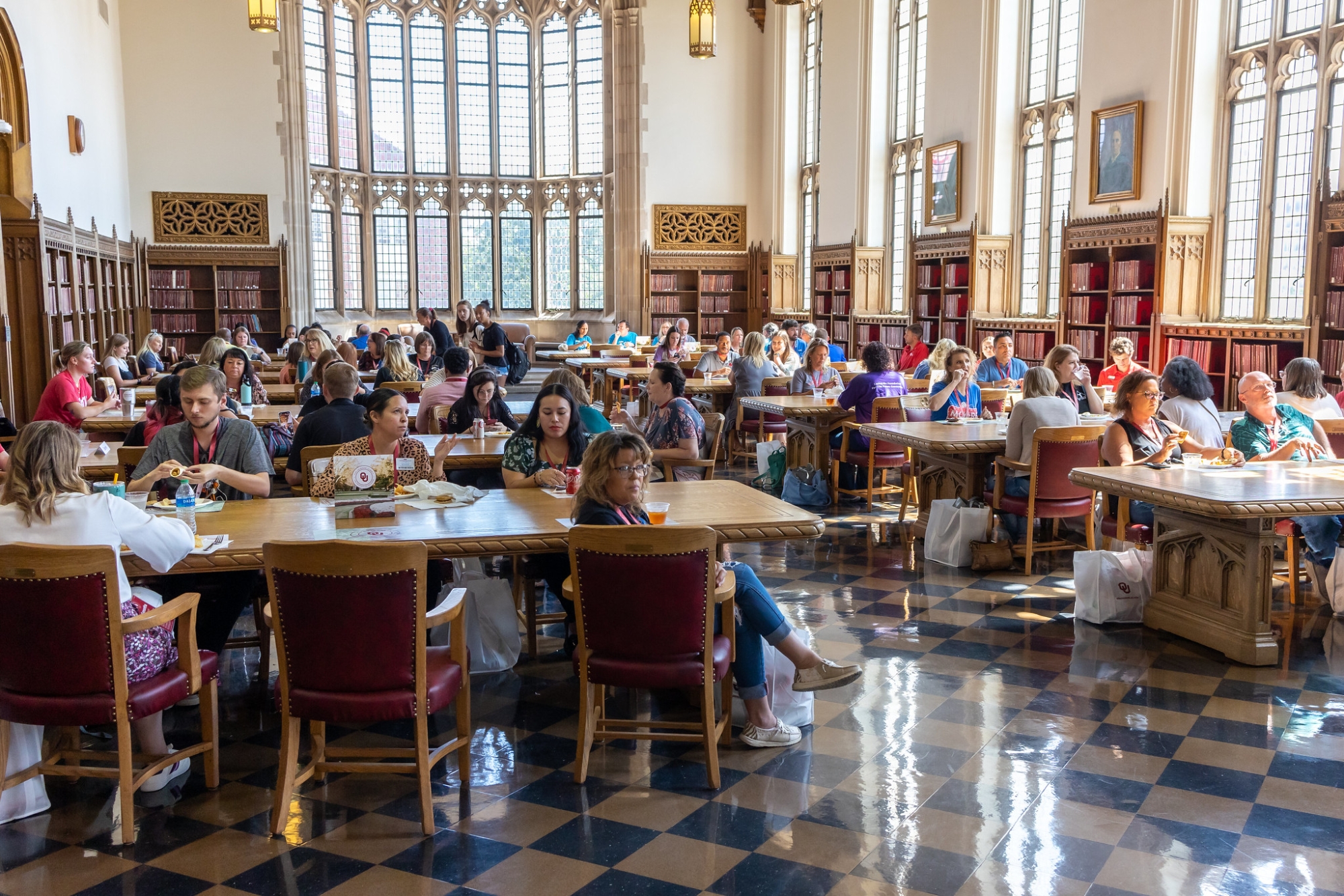 Counselors eating lunch in the Great Reading Room