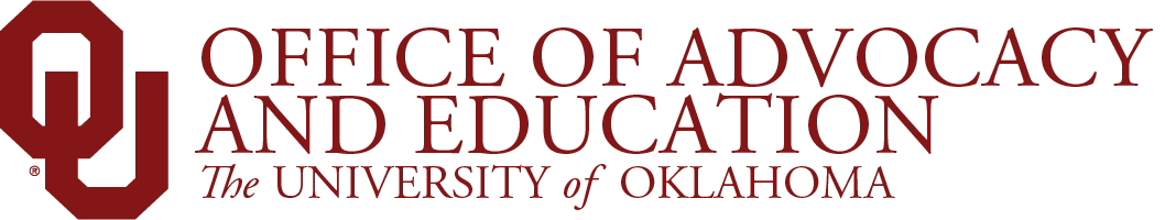 Interlocking OU, Student Affairs, Office of Advocacy and 教育, 皇冠体育 website wordmark.