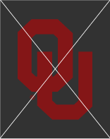 interlocking OU, crimson on dark grey background