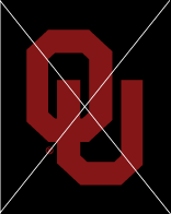 interlocking OU, crimson on black background