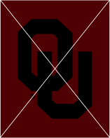 interlocking OU, black on dark crimson background