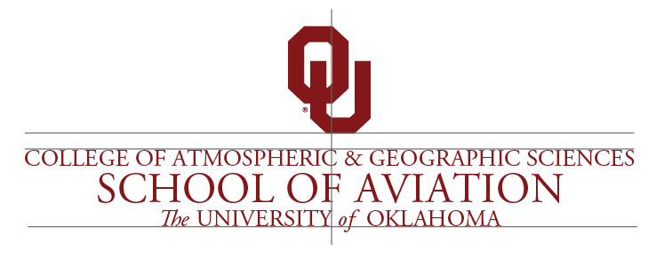 OU College of Atmospheric and Geographic Sciences, School of Aviation, 皇冠体育 wordmark, three-line example