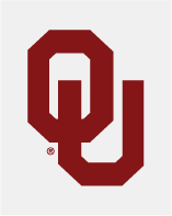 interlocking OU, crimson on light grey background