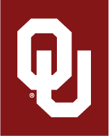 interlocking OU, white on crimson background