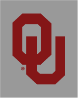 interlocking OU, crimson on grey background