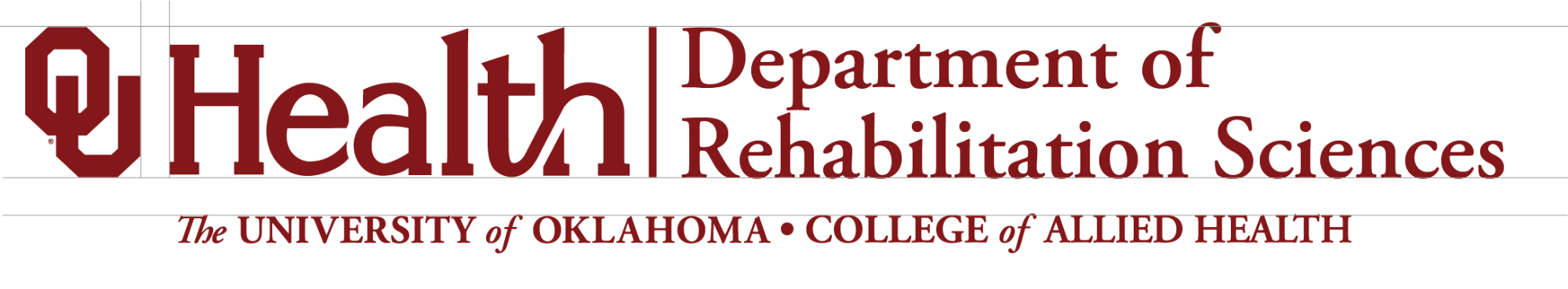 Interlocking OU, College of Allied Health, Department of Rehabilitation Sciences, University of Oklahoma Health wordmark