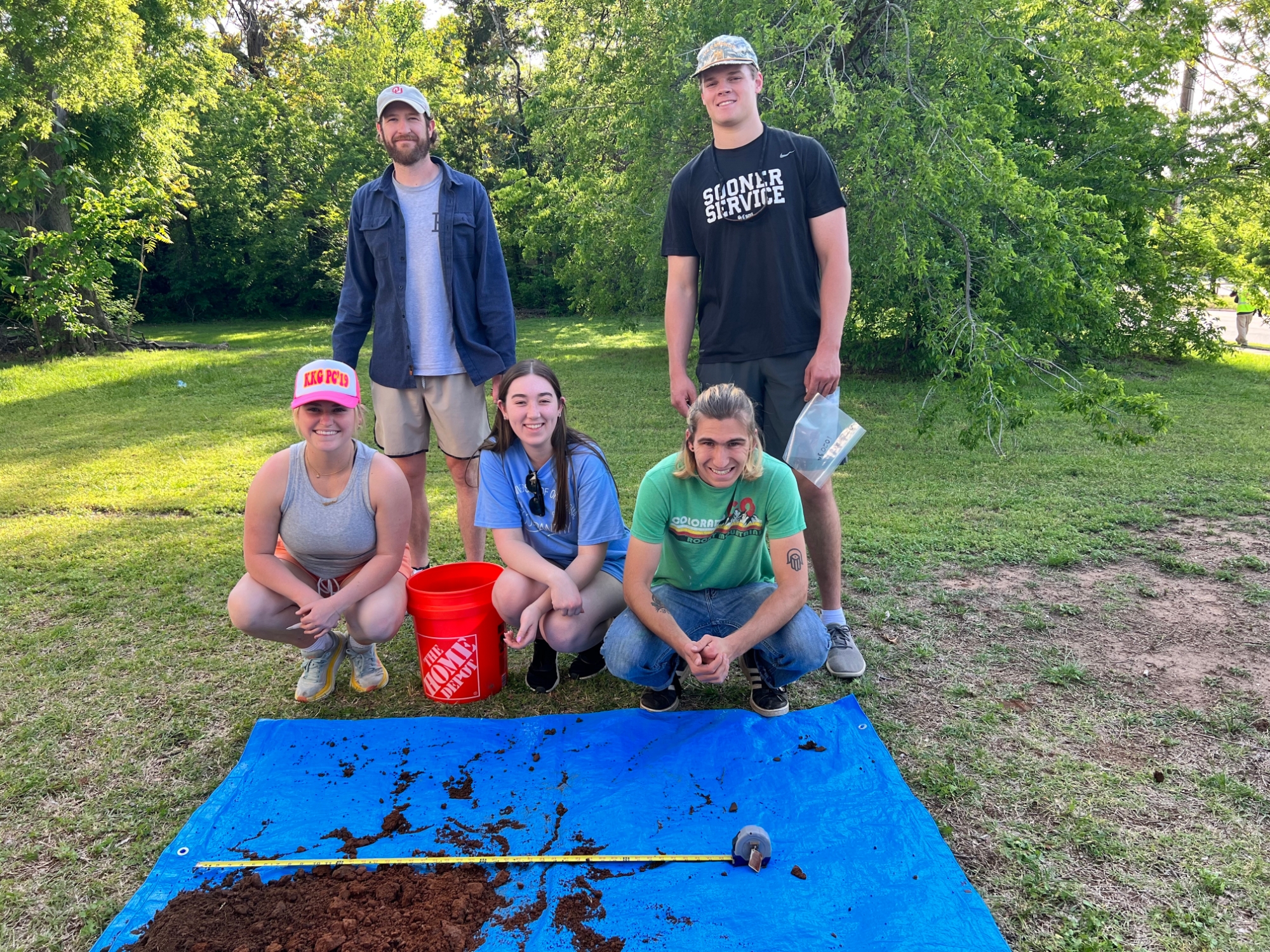 Students taking soil samples