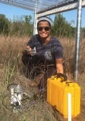 Field work by Karen Castillioni taking experimental readings