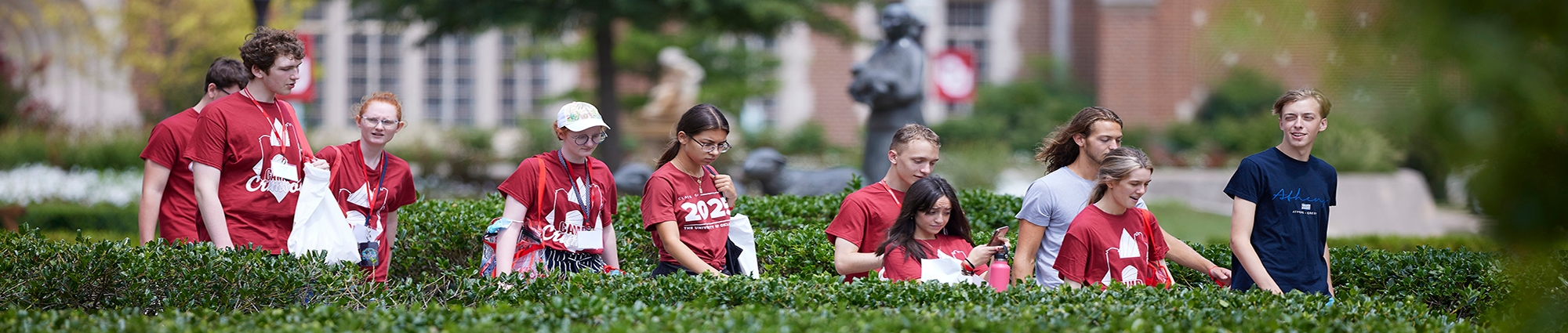 OU students walking on campus.