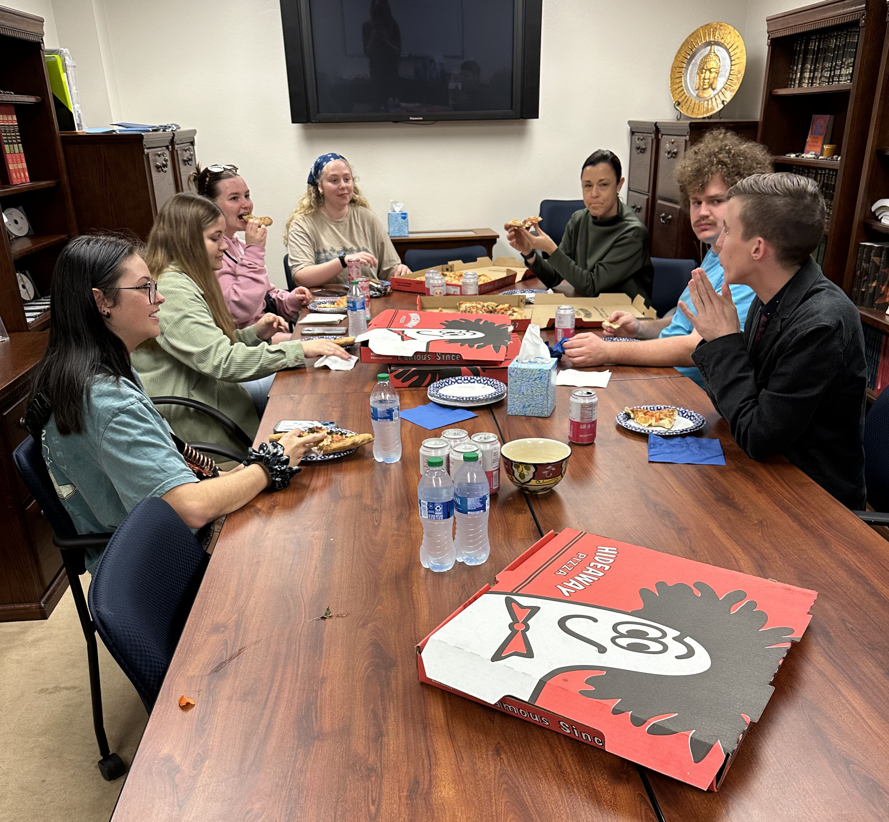 This year, the department will continue to host our monthly student pizza lunches with exciting guest speakers relevant to our students.  Students, the spring semester pizza lunches will be on the following Thursdays this semester at 12:30 p.m.:  January 30, February 27, March 27, and April 24 in the Department of Religious Studies Conference Room (Robertson 118).  Join us for our first lunch on Thursday, January 30!