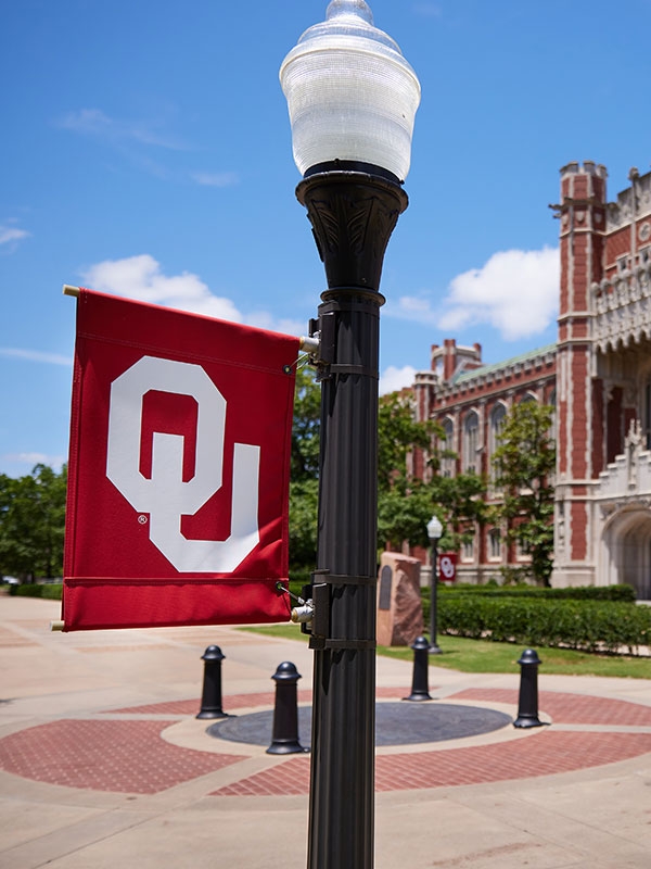 OU light pole near Bizzell Library
