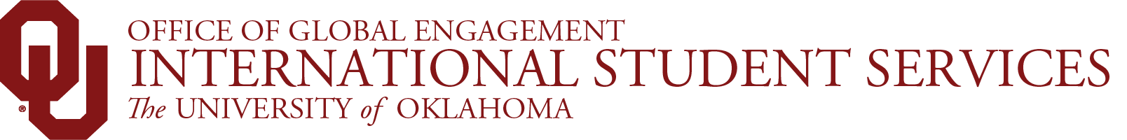 Interlocking OU, Office of Global Engagement, 国际学生服务, 皇冠体育 website wordmark.