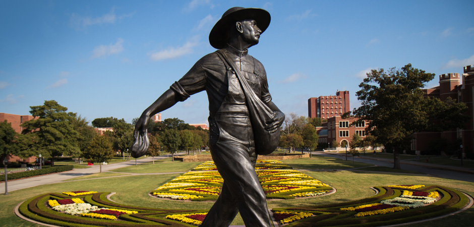 The Seed Sower statue on the University of Oklahoma campus in Norman.