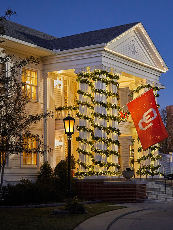Boyd house at night during holidays 