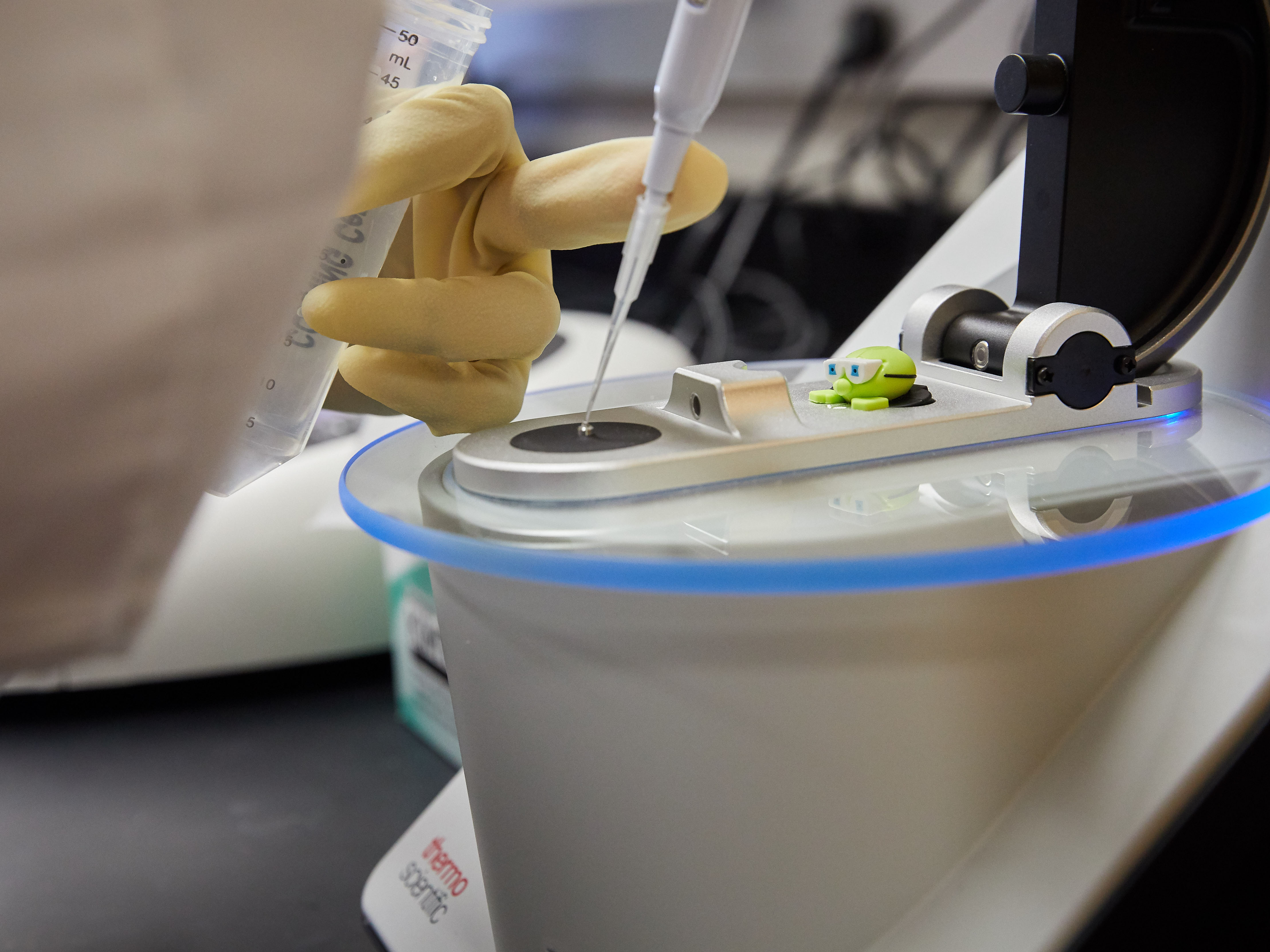 student pipetting 