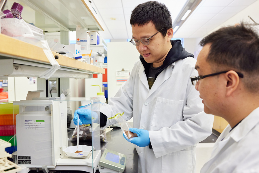 OU researcher working on samples in a lab.