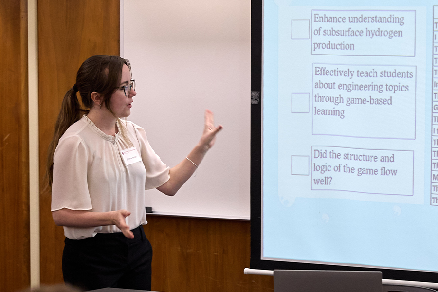 Student presenting during the 2024 Undergraduate Research Day.