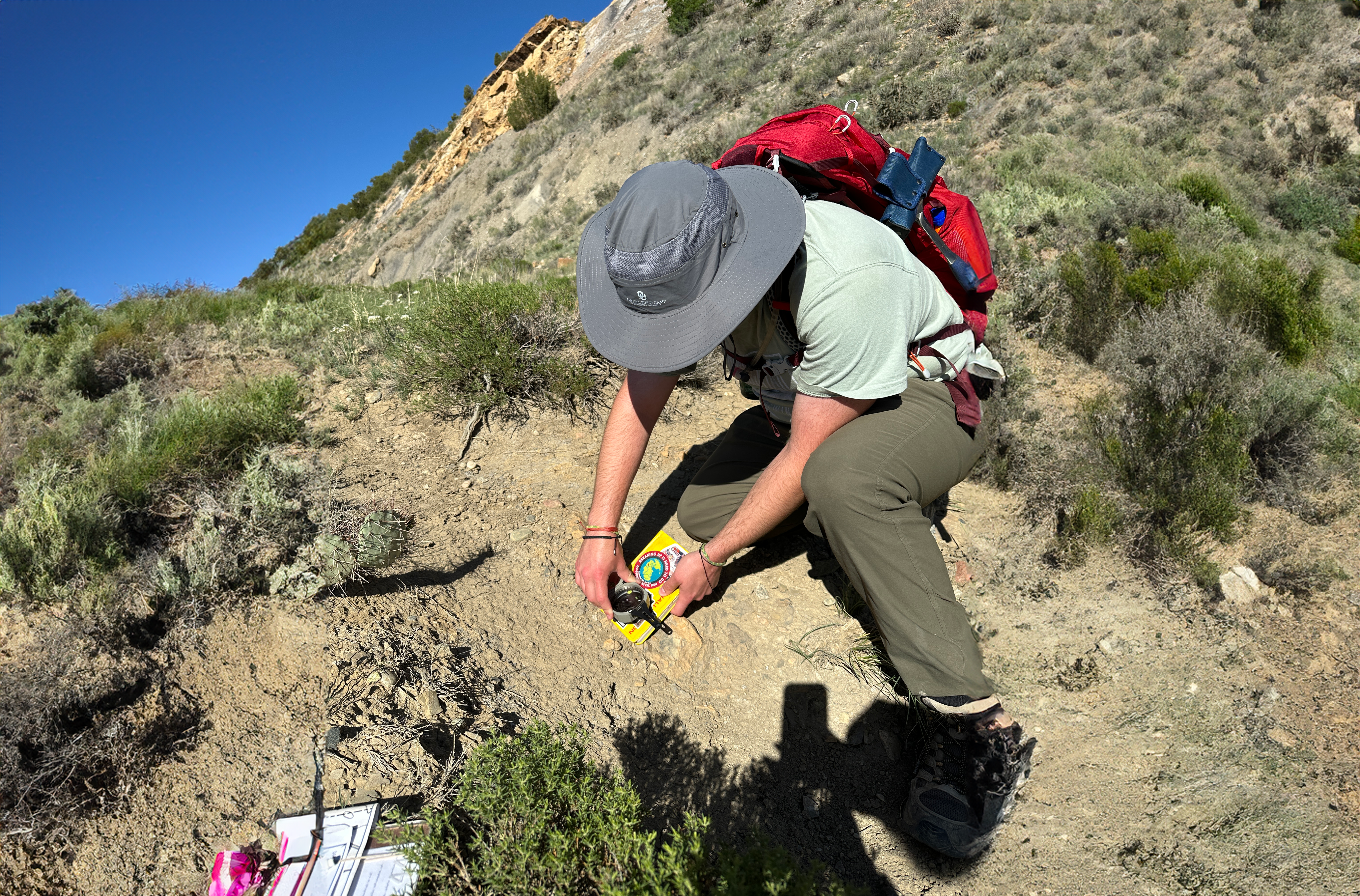 Student working on an outcrop.
