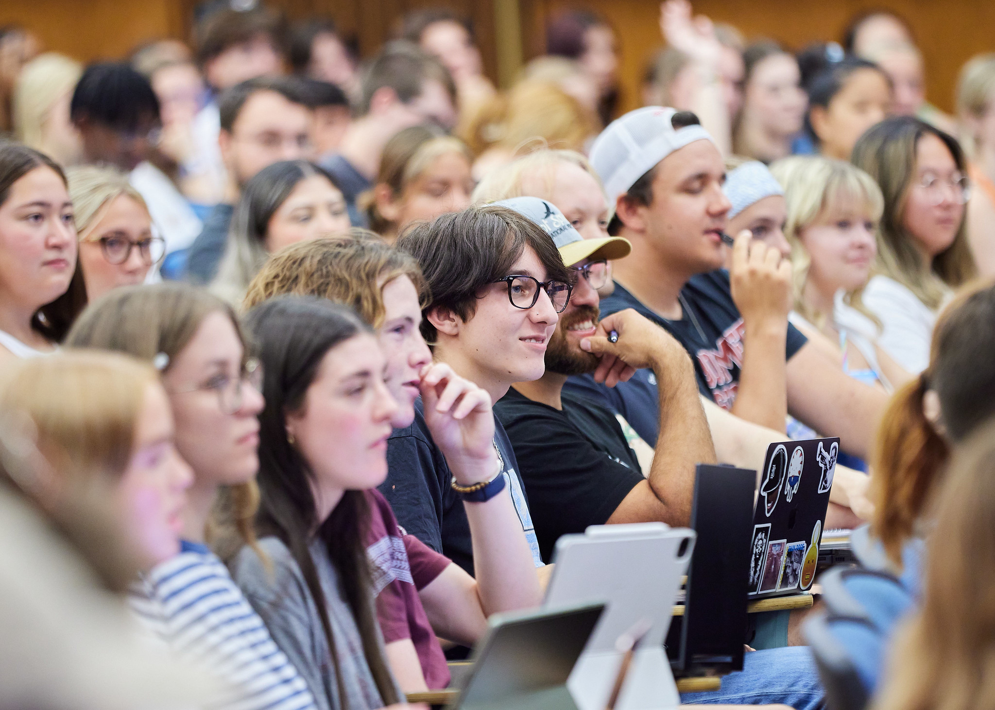 Students in a lecture hall for an educational training. 