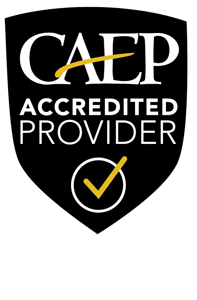 CAEP words in a black shield