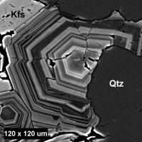 Two-banded tourmaline crystals