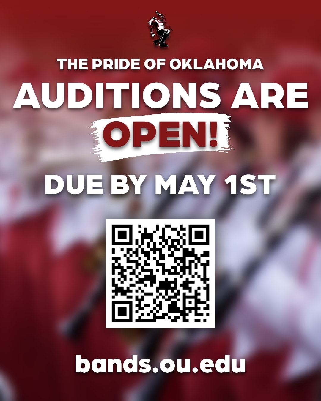 Pride auditions open. Due by May 1st. Register at bands.ou.edu.