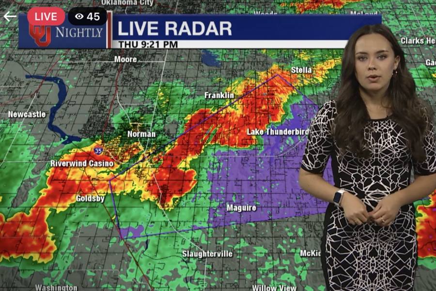 Student meteorologist reports on the weather.