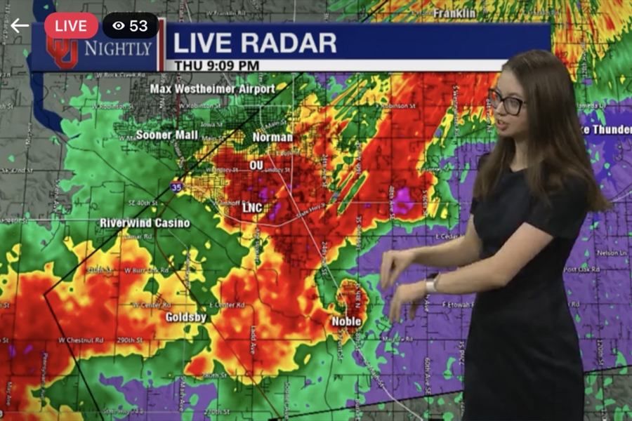 Student meteorologist reports on the weather.