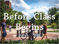Before classes begin students on campus with "Before classes begin" text