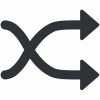 Two, black arrows that weave over one another