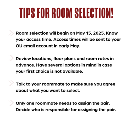 Tips for room selection graphic