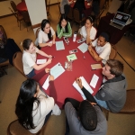 students at table