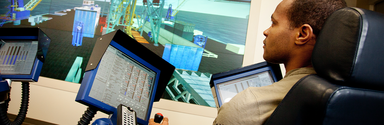 Student using the NOV Drilling Simulator.