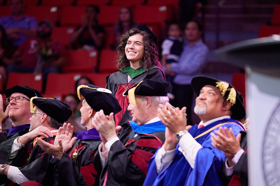 Sam Landreth, Doctor of Medicine graduate, is recognized at Commencement.