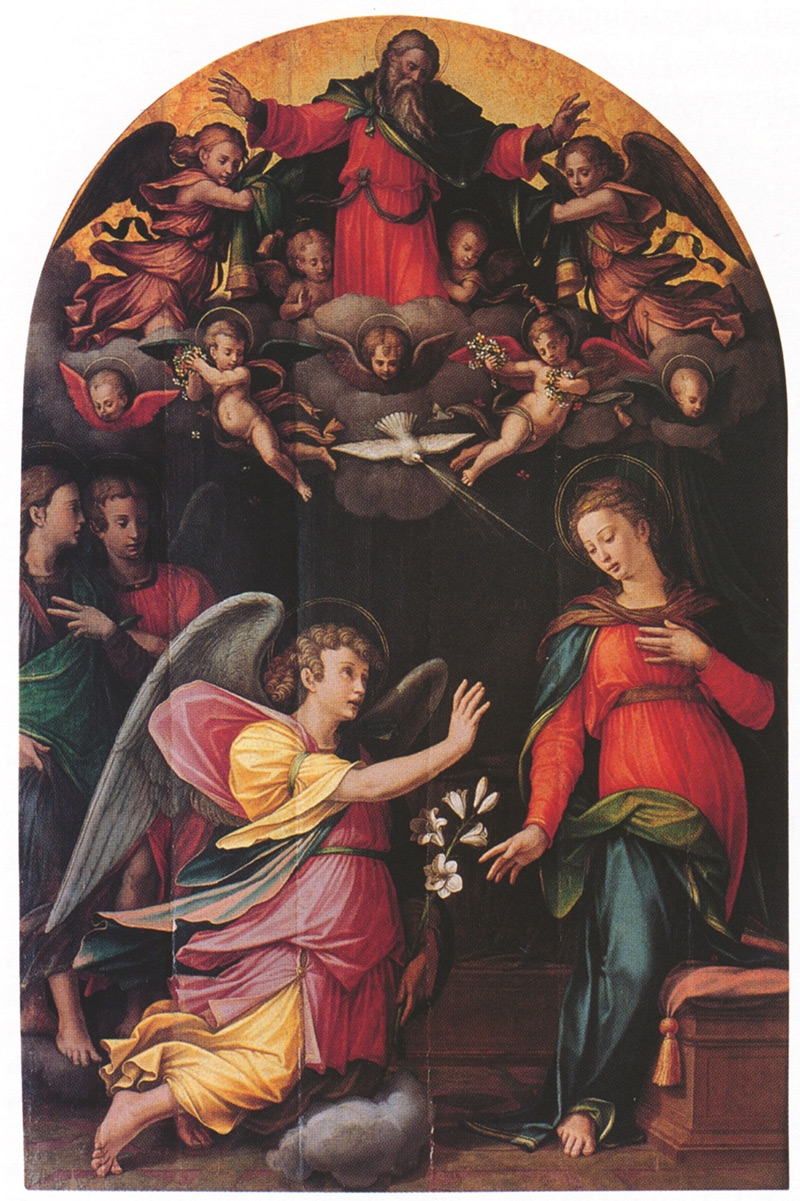 Francesco dell’Indaco, Firenze, 1492-Roma, 1562, Annunciation, 1534, Oil on board, Museo Nazionale d’Arte Medievale e Moderna di Arezzo, Arezzo, Image: Museo Nazionale d’Arte Medievale e Moderna di Arezzo.