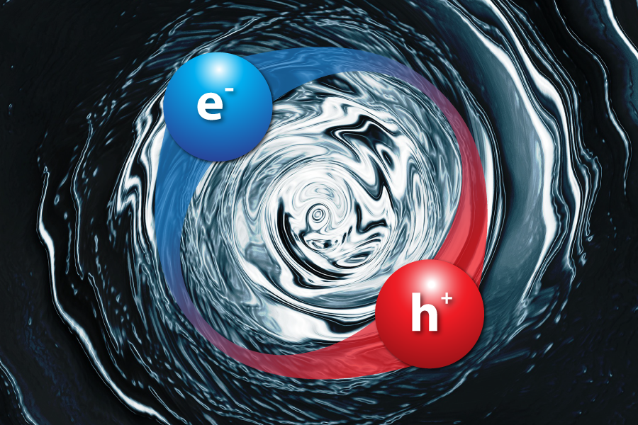 Artist rendering of an exciton and its hole circling