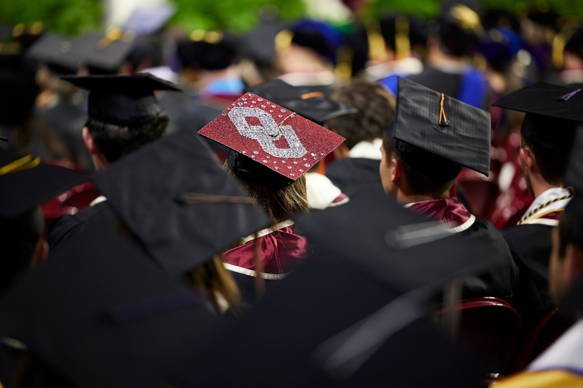 Graduates sitting at Commencement.