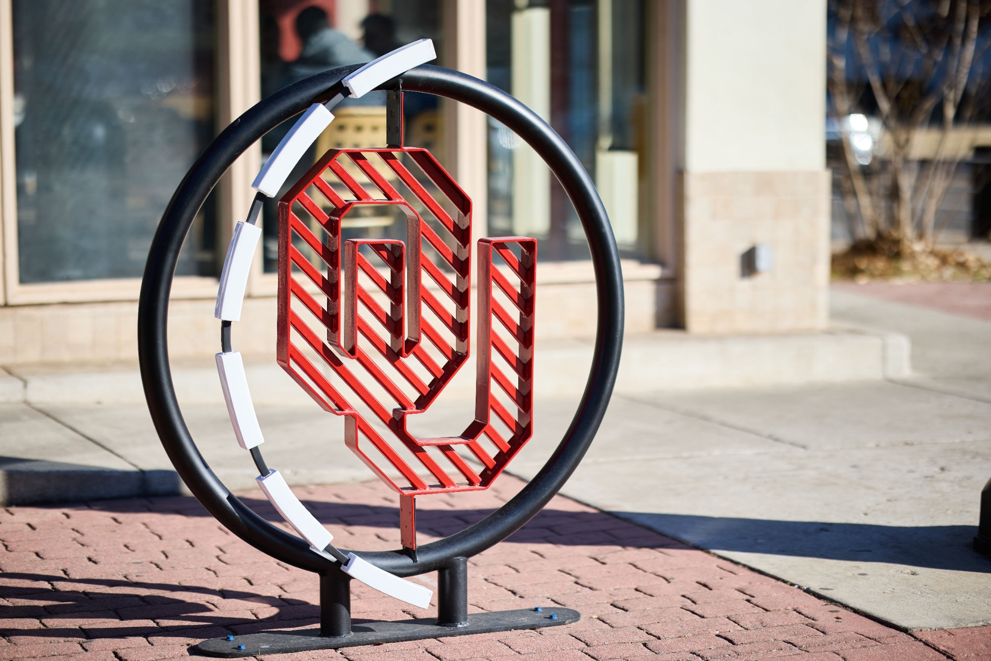 OU SafeRide Bike Rack on Campus Corner. Photo by Jonathan Kyncl.