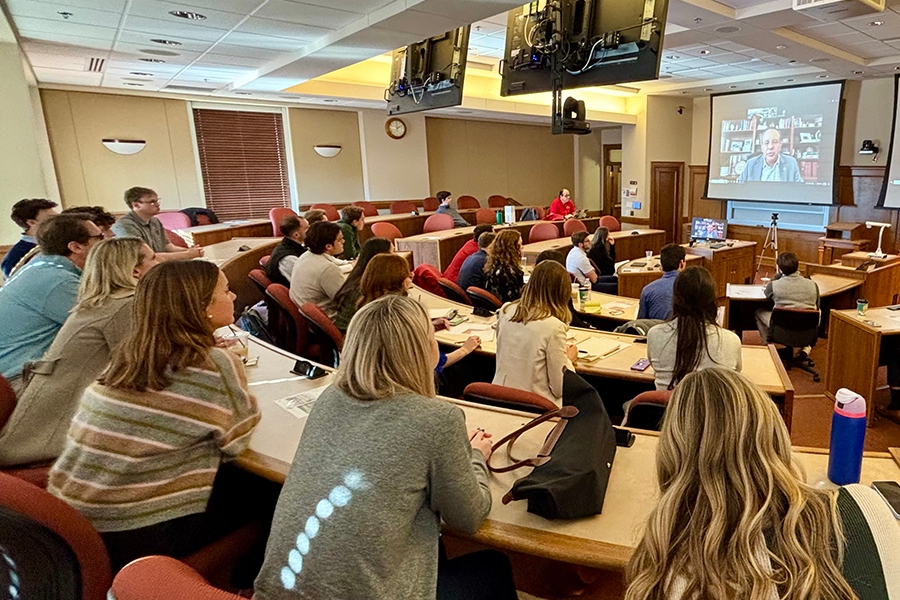 OU President Joseph Harroz speaks to BEST students over Zoom.