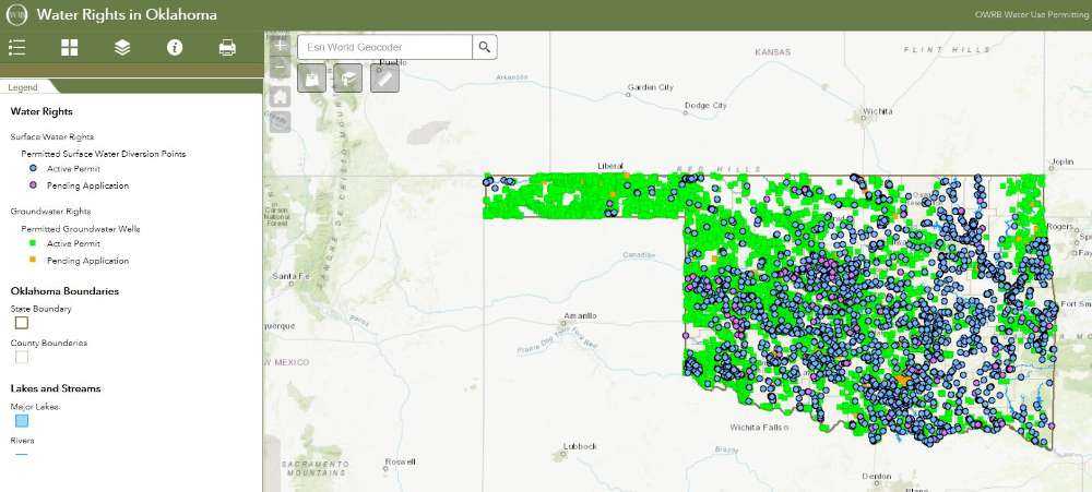 Map of OK water rights