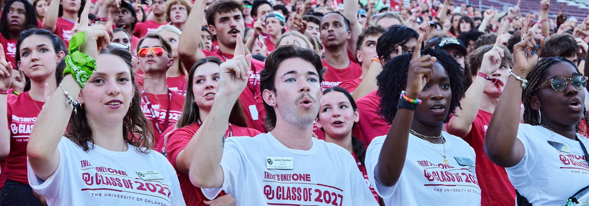 Campers at Class Kick Off at the football stadium on campus.