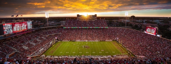 football stadium sunset