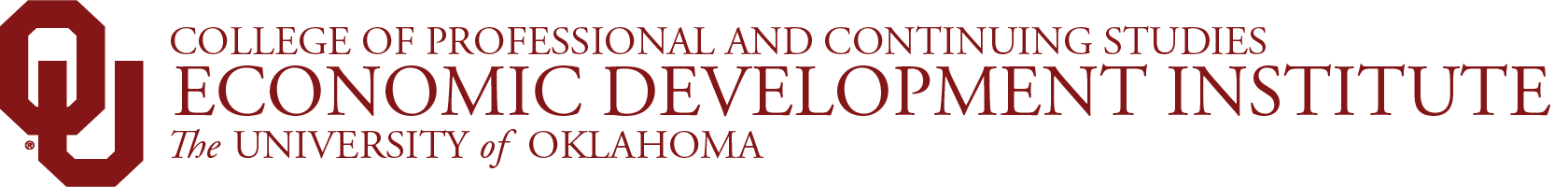 Interlocking O U, College of Professional and Continuing Studies, 经济发展皇冠体育研究所, The University of Oklahoma website wordmark.