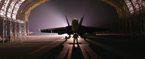 Jet in a hanger