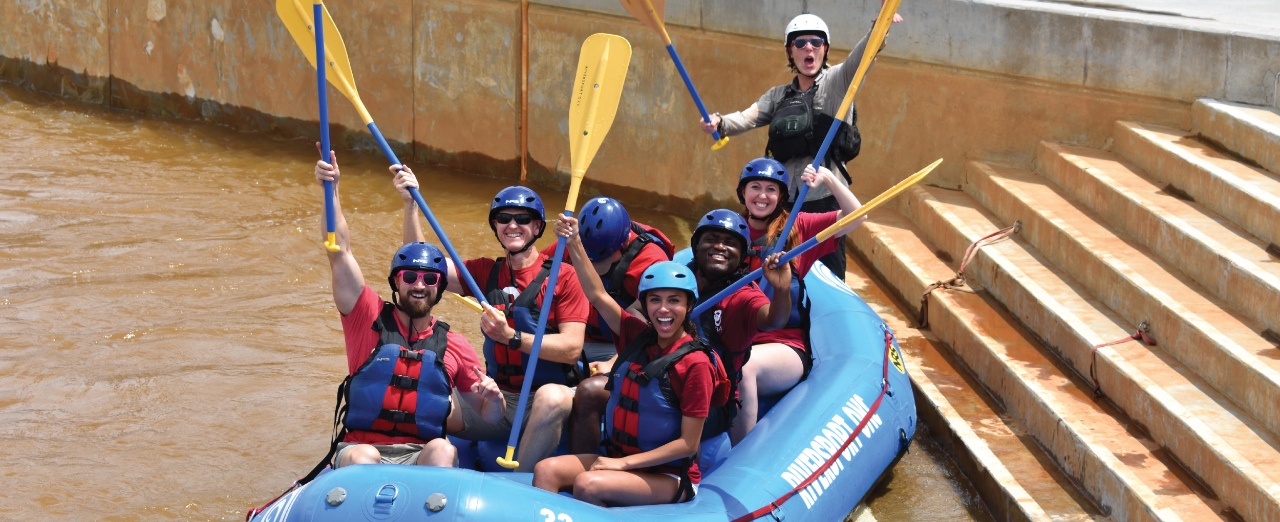 MBA students rafting