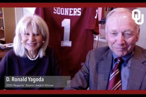  still from virtual awards ceremony. Don R. Yagoda 2020 Regents' Alumni Award Winner