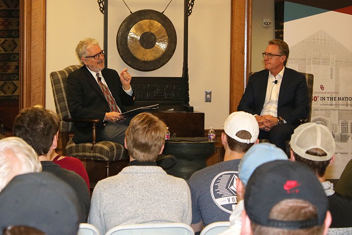 Wes Crews speaks to audience at Price Distinguished Speaker event