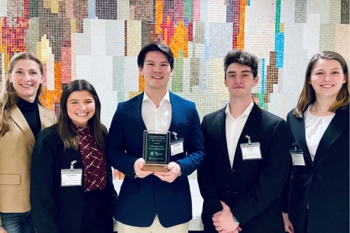 Jessica Halderman, Christian Lui, David Sandro and Graziella Pensabenee with Professor Natasha Poularikas